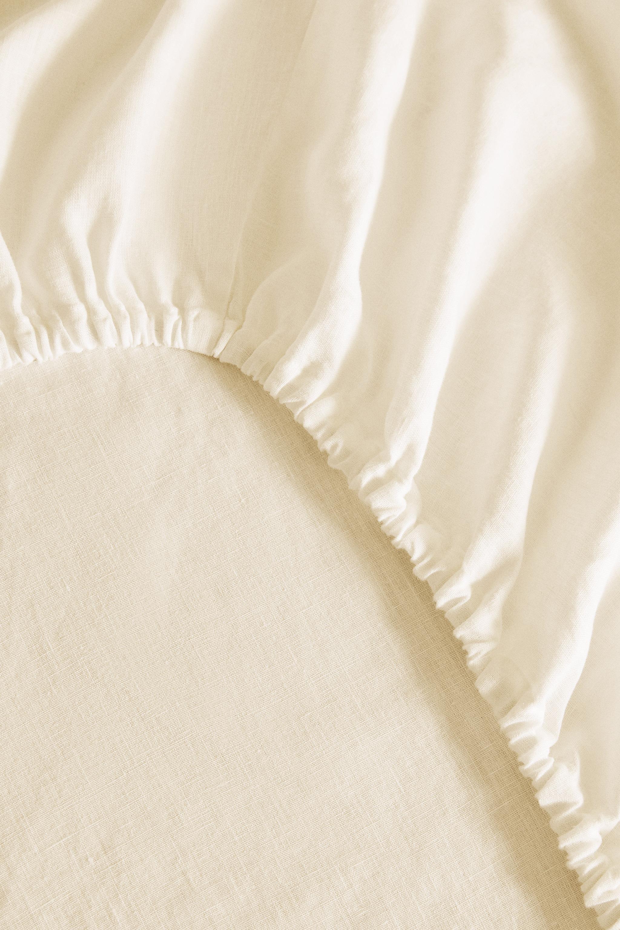 WASHED COTTON AND LINEN FITTED SHEET | 11.8" THICK, FOR CHRISTMAS
